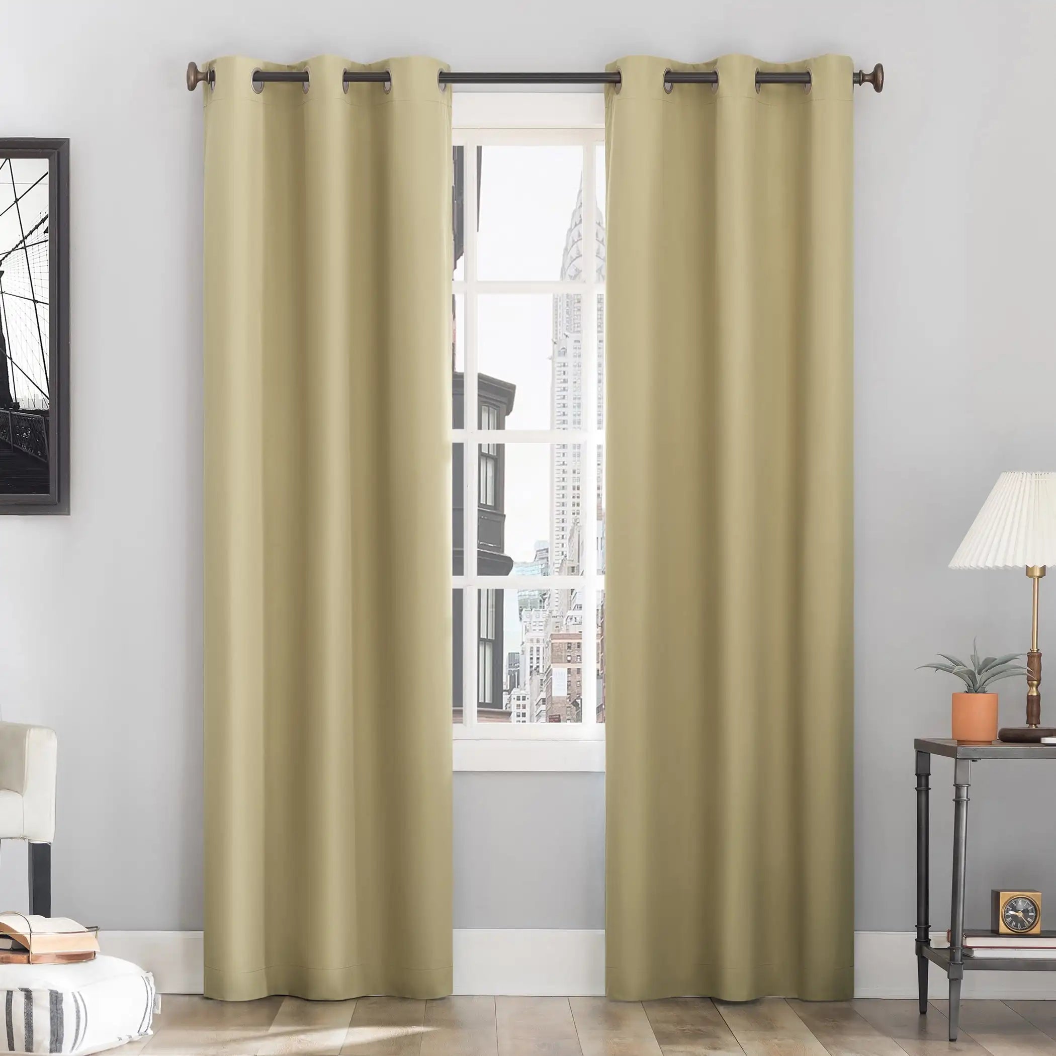 Cyrus Thermal 100% Blackout Grommet Curtain Panel, 40"x96", Soft Gold
