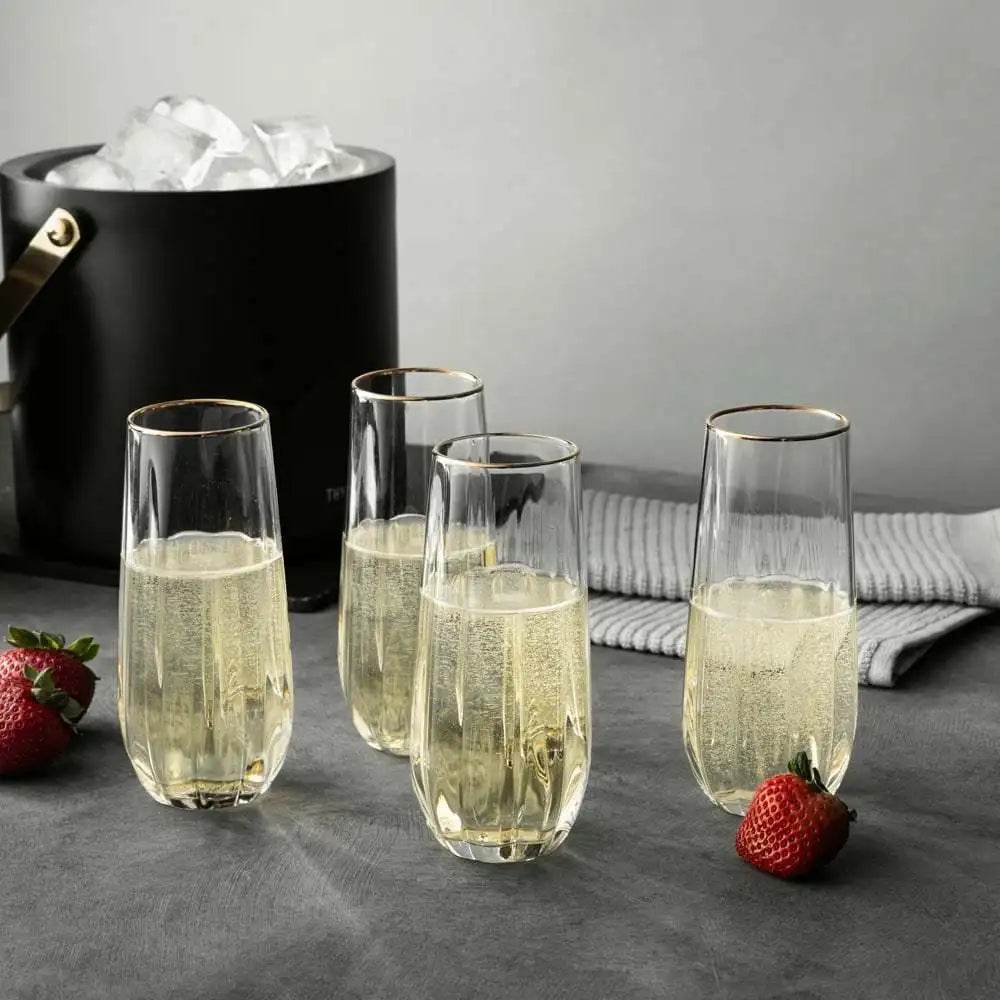 4-Piece Scalloped Stemless Flute Sets - Metromarketstore