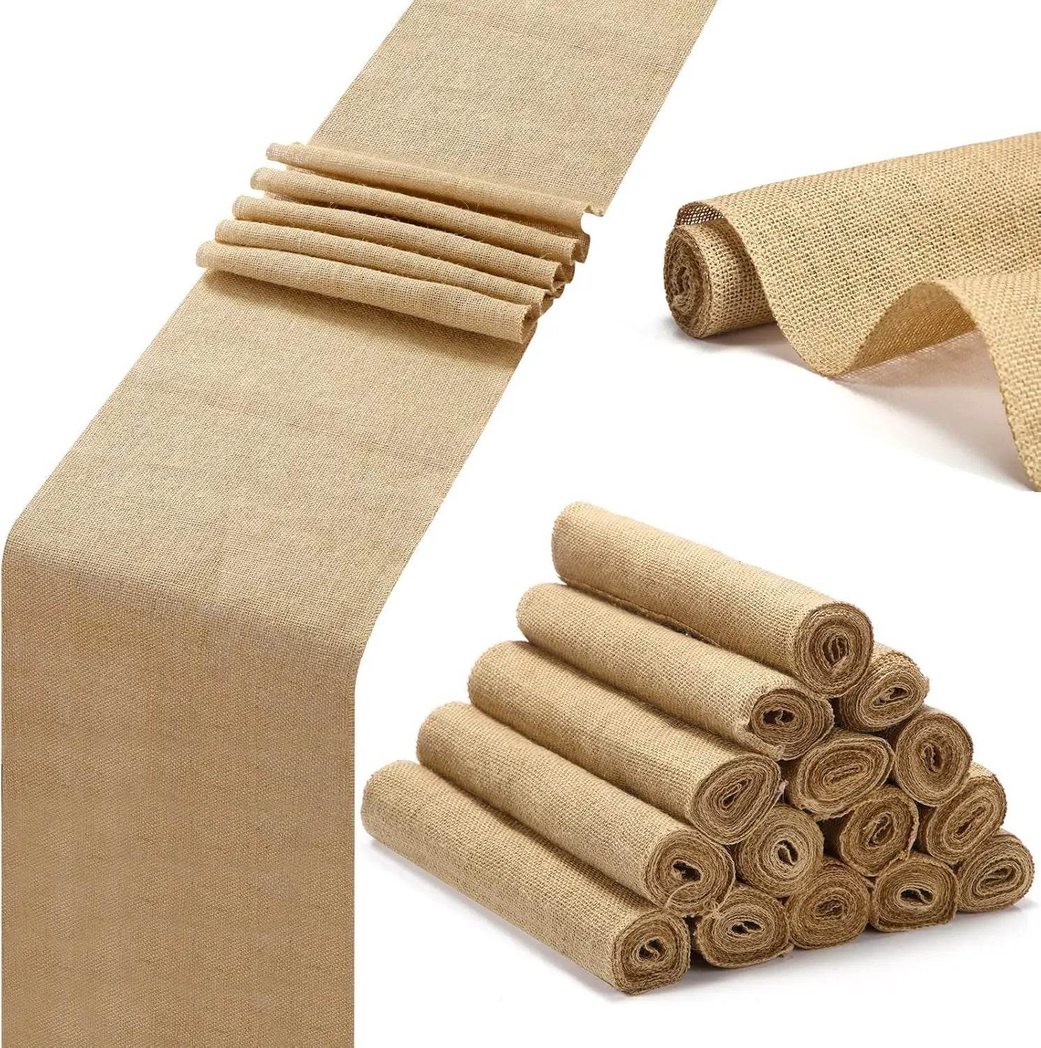 36 Pcs Burlap Table Runners 12 x 108 Inches Khaki Table Runner - Metromarketstore