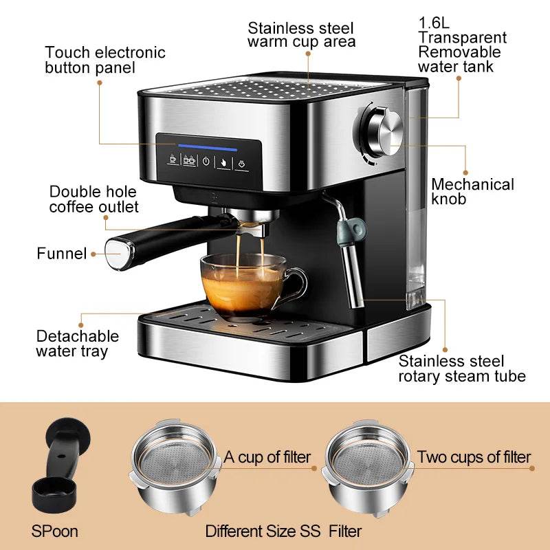 Semi-Automatic Espresso Machine 20Bar High Pressure Extractor 3-in-1 - Metromarketstore