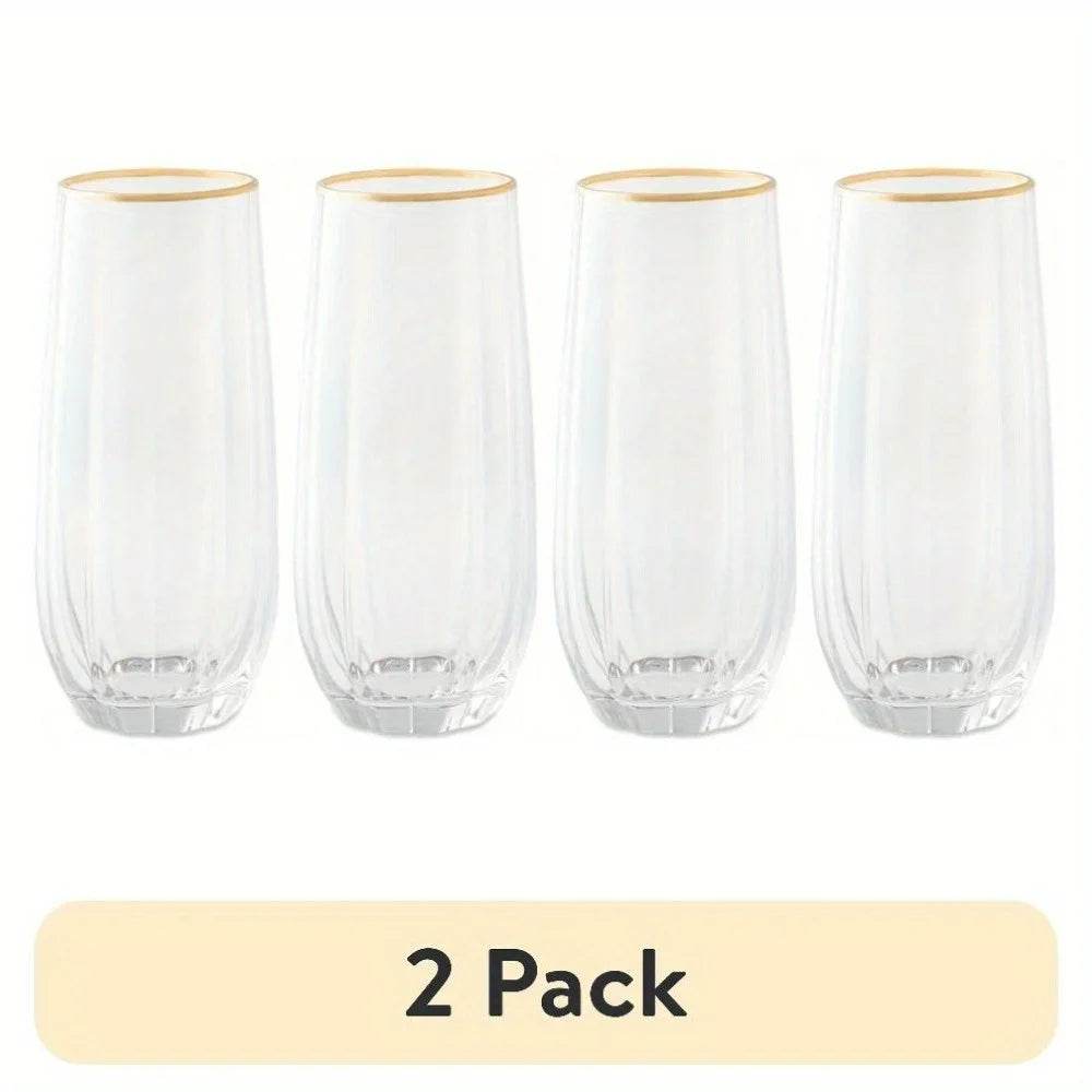 4-Piece Scalloped Stemless Flute Sets - Metromarketstore
