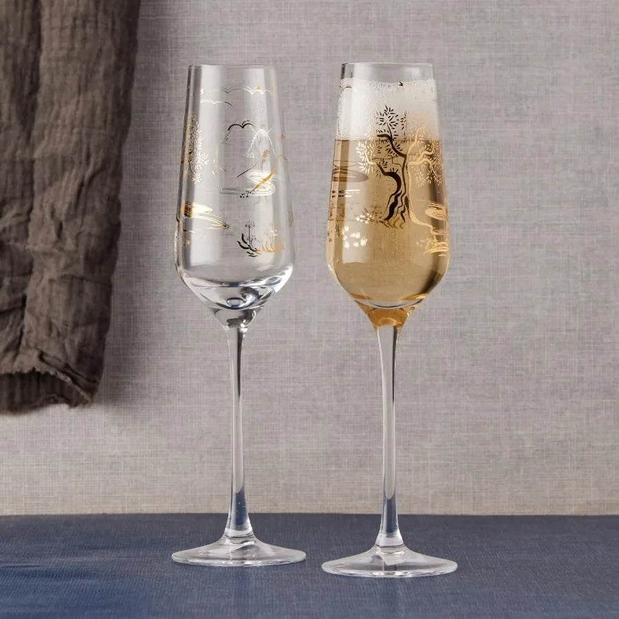 Skye Handmade Champagne Flutes with Hebridean Design 8.5 oz - Metromarketstore