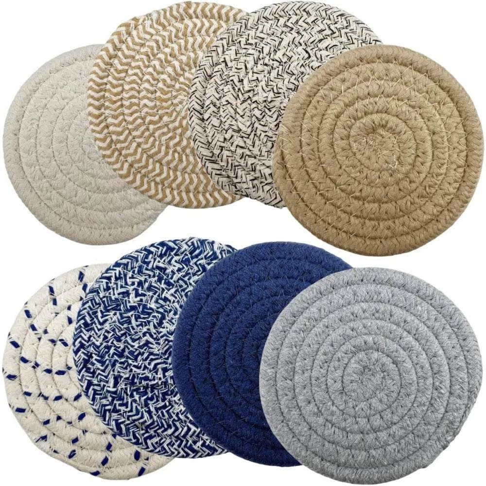 Handmade Woven Cotton Coasters - Set of 8 - Metromarketstore