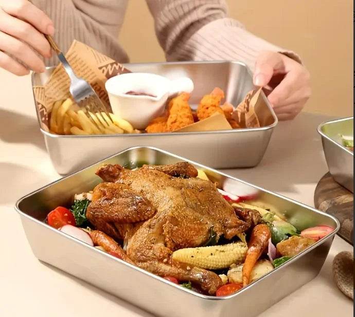 Stainless Steel Baking Tray with Lid 2pcs - Non-Stick, Bpa-Free - Metromarketstore