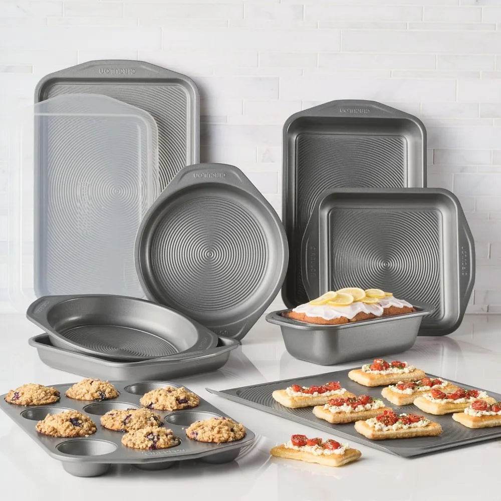 Total Nonstick Bakeware Set with Nonstick Bread Pan, Cookie Sheet, Baking Pan, Baking Sheet, Cake Pan - Metromarketstore