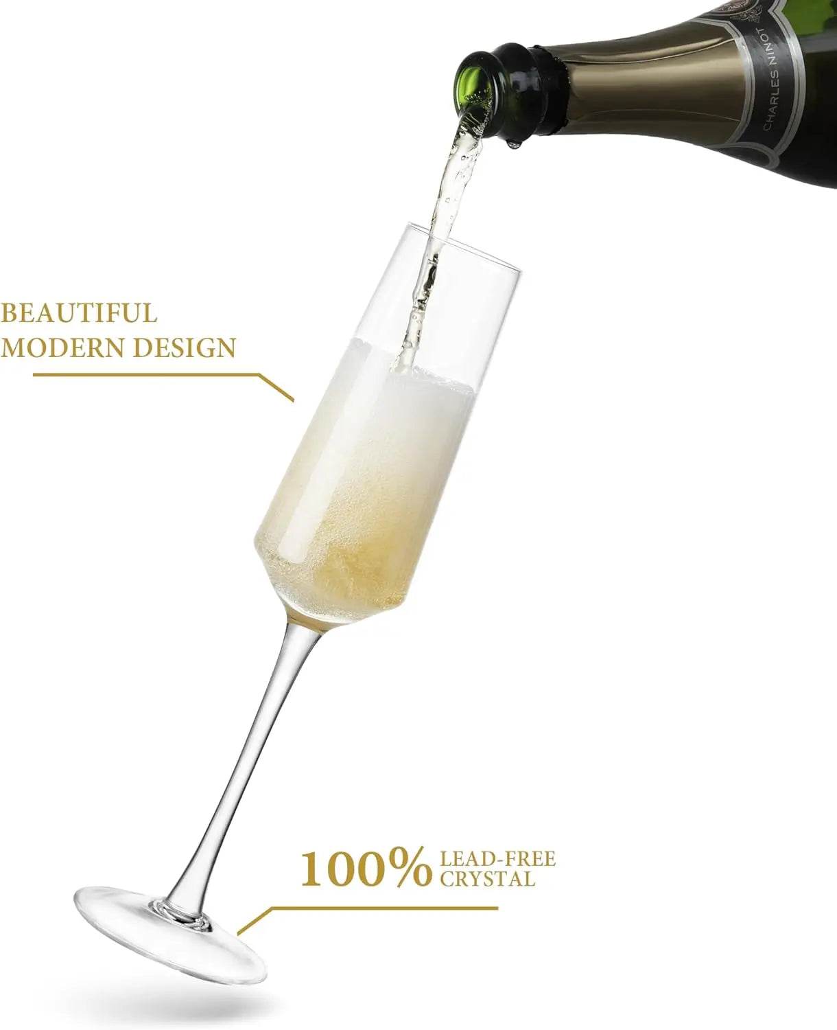 2 Pieces Luxury Crystal Champagne Flutes - Metromarketstore