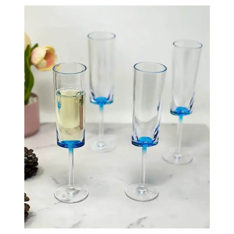 Oval Plastic Champagne Flute Set of 4 (4oz), Unbreakable Acrylic - Metromarketstore