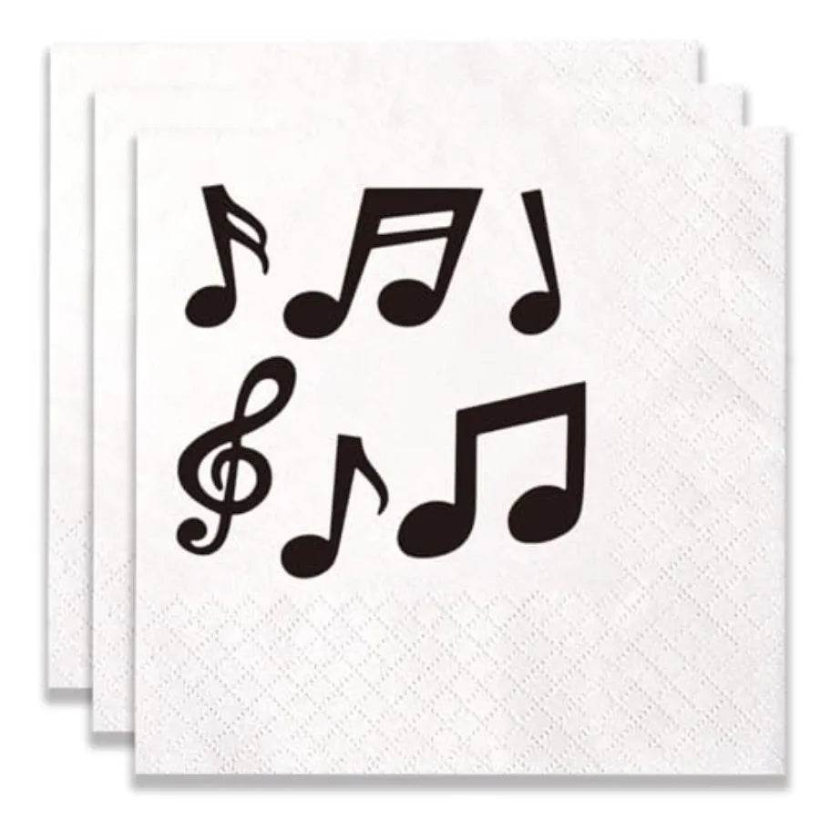 100 Pack Music Note Disposable Paper napkins - Metromarketstore