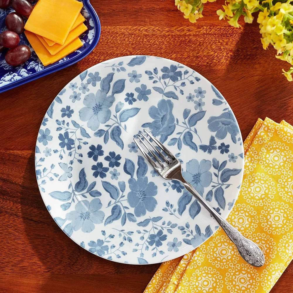 Vitrelle Glass Salad Plate Floral Print Dishwasher Microwave Safe - Metromarketstore