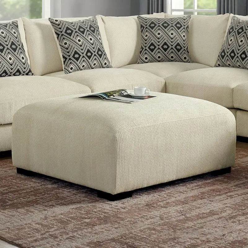 Contemporary Square Upholstered Ottoman with Memory Foam - Metromarketstore