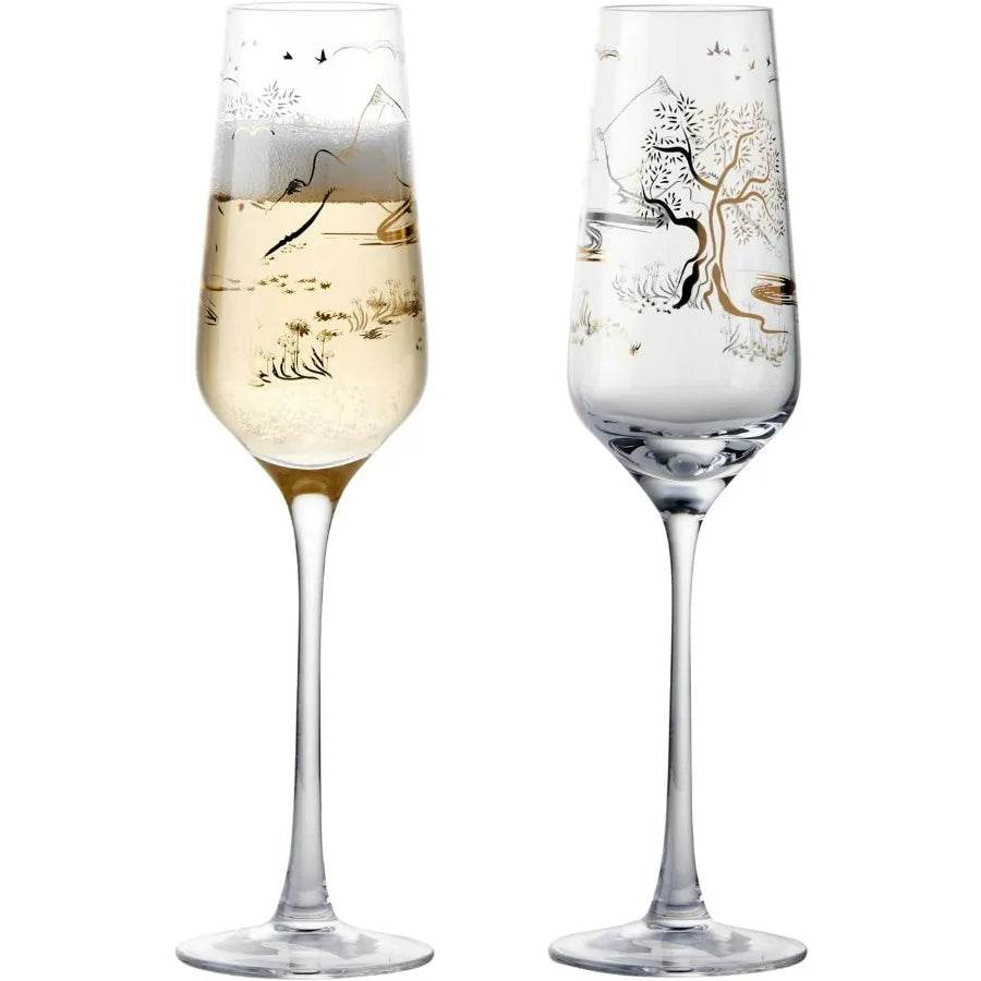 Skye Handmade Champagne Flutes with Hebridean Design 8.5 oz - Metromarketstore