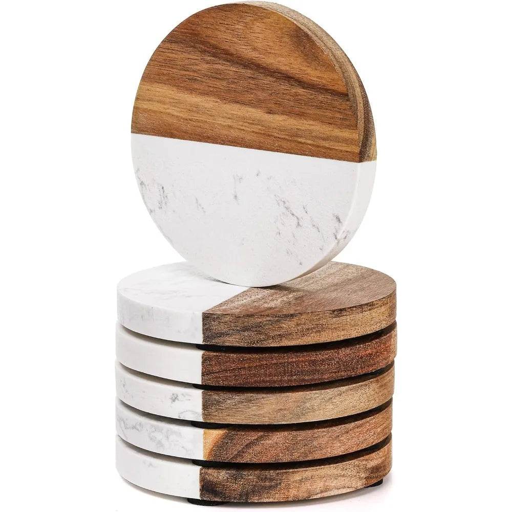6 Packs Marble Wood Coasters - Metromarketstore