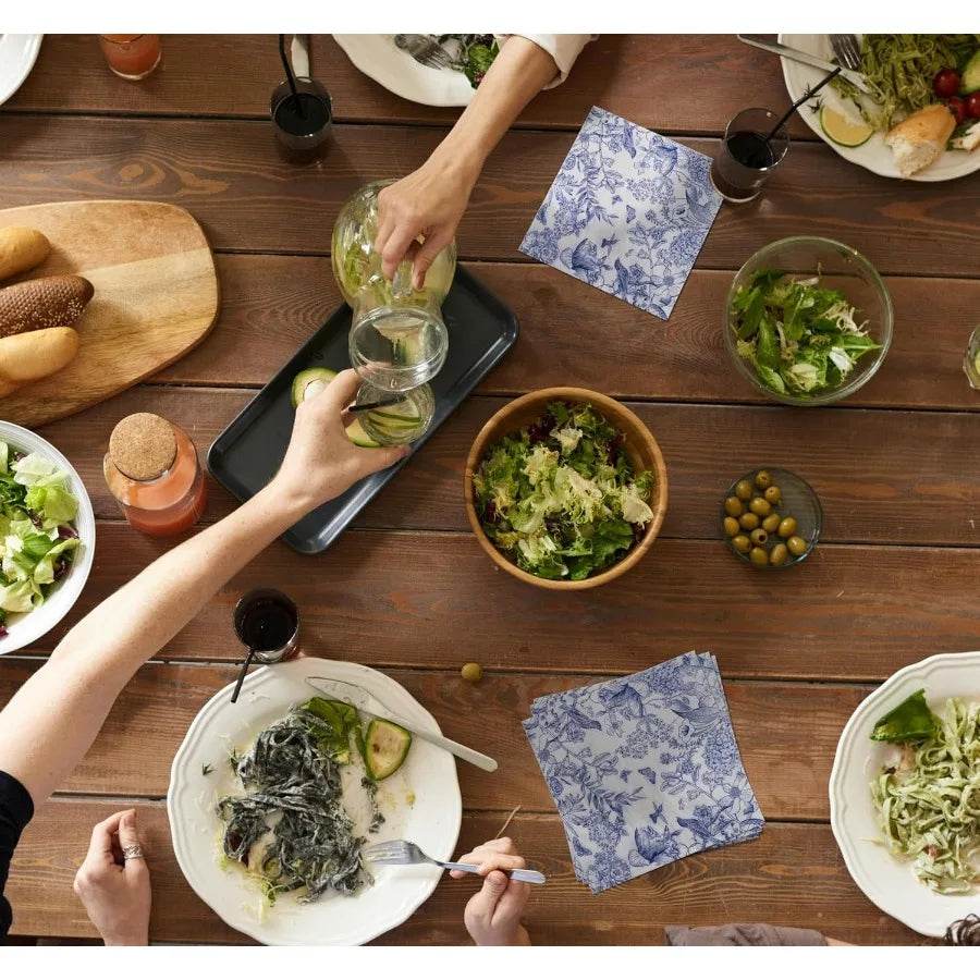 60 Pack Blue Floral Paper napkins Decorative and Disposable - Metromarketstore