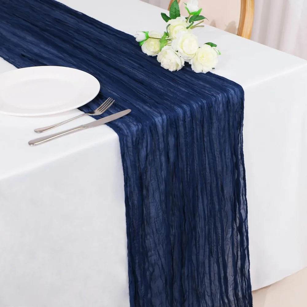 13Ft Navy Blue Cheesecloth Table Runner, 160inch - Metromarketstore