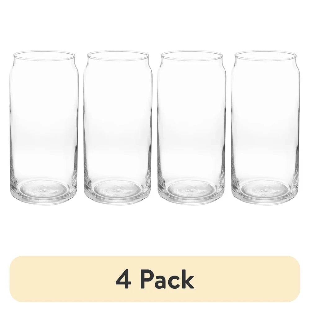 4 Pack 20oz Clear Can Shaped Drinking Glasses - Metromarketstore