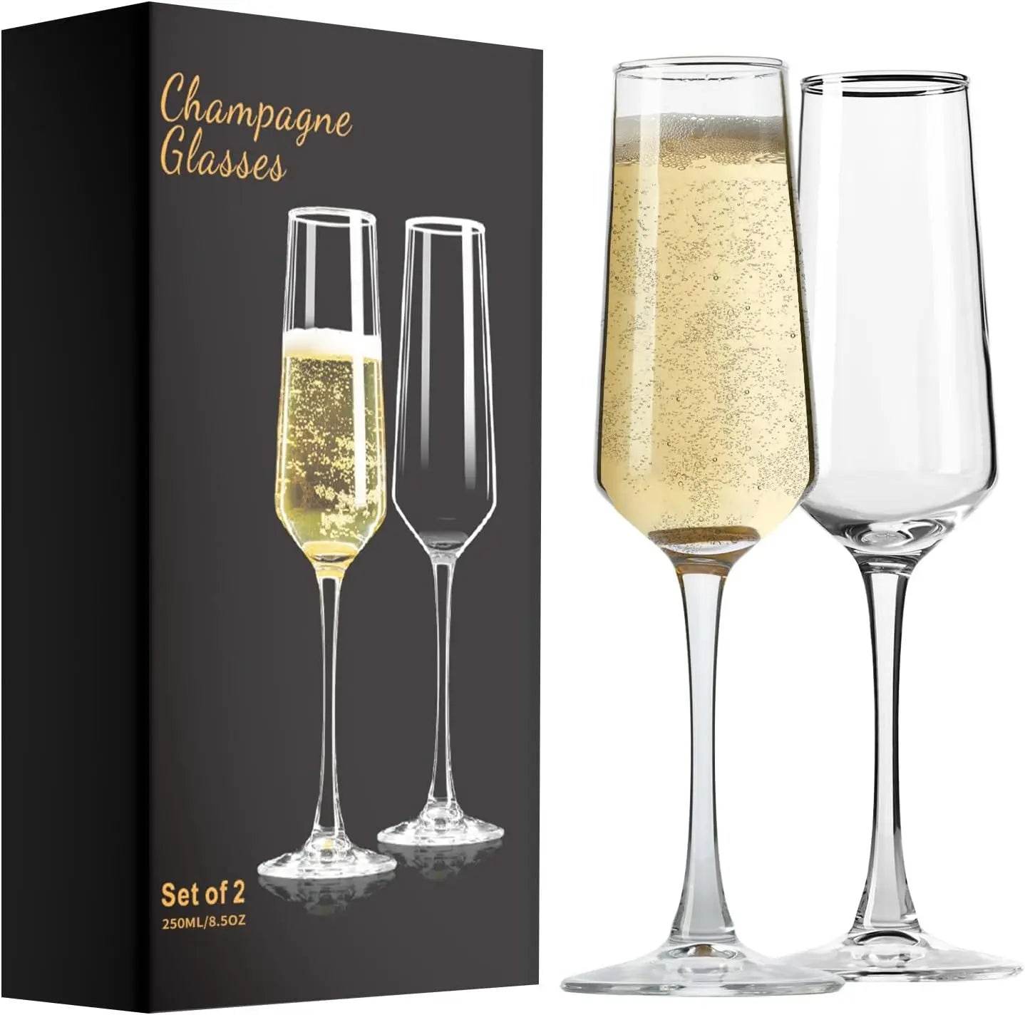 2 Pieces Luxury Crystal Champagne Flutes - Metromarketstore