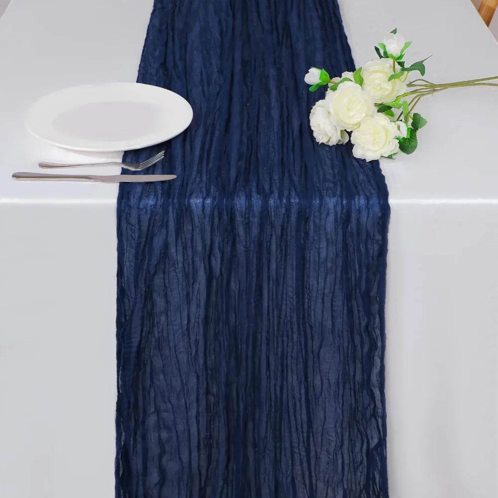 13Ft Navy Blue Cheesecloth Table Runner, 160inch - Metromarketstore