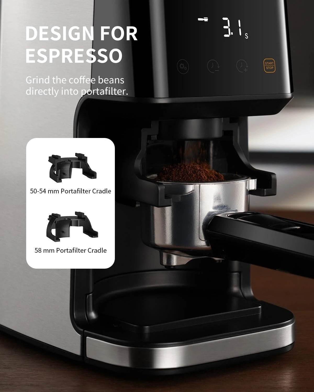 Conical Burr Espresso Coffee Grinder Electric with Precision Timer 2.0,Touchscreen Adjustable Burr Mill with 51 Precise Settings - Metromarketstore