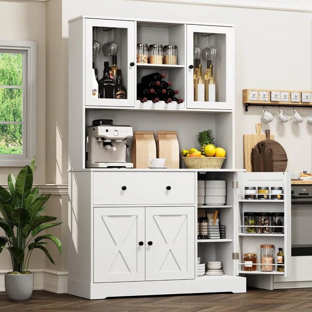 Tall Kitchen Pantry Storage Cabinet with Wine Rack - Metromarketstore