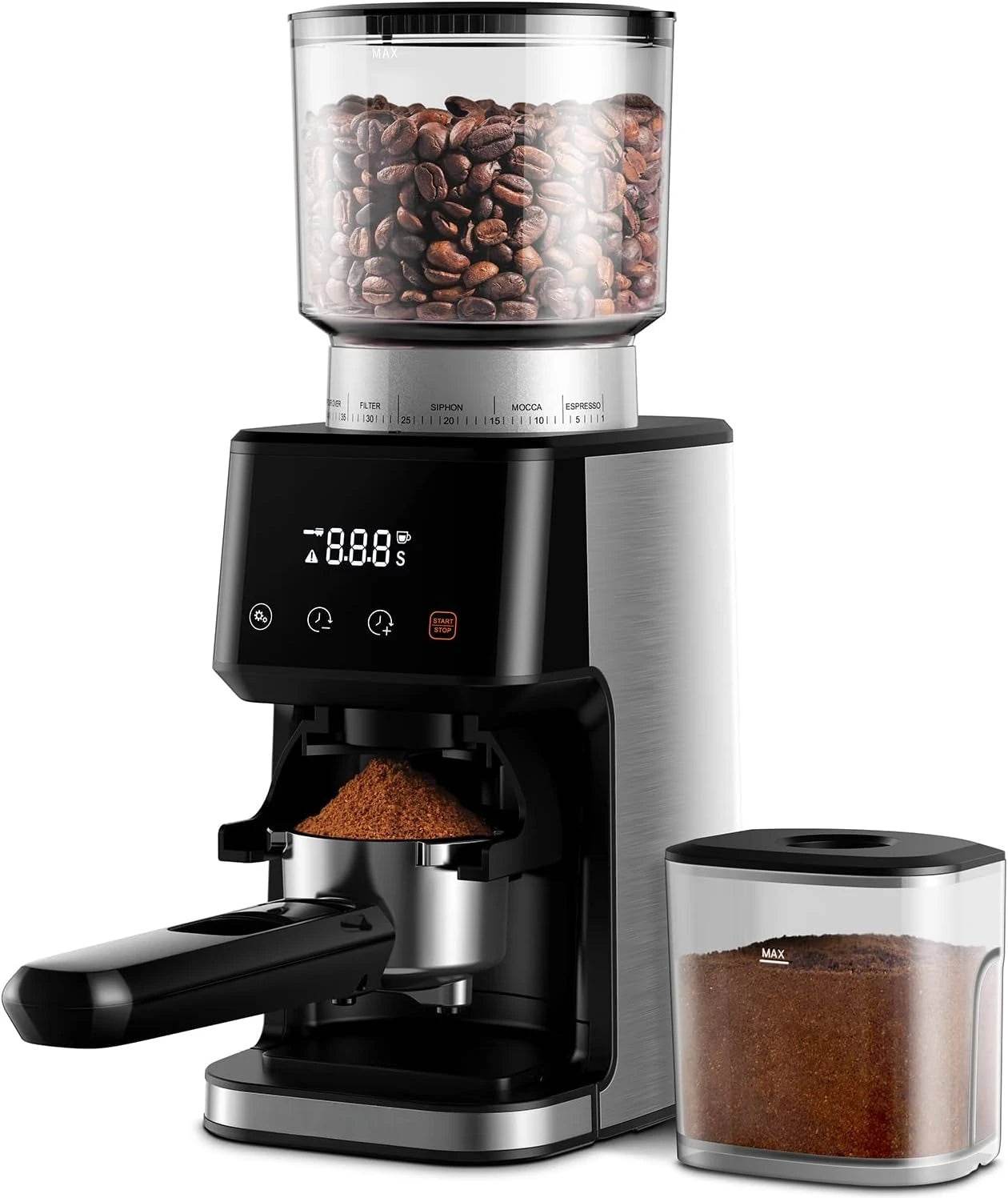 Conical Burr Espresso Coffee Grinder Electric with Precision Timer 2.0,Touchscreen Adjustable Burr Mill with 51 Precise Settings - Metromarketstore