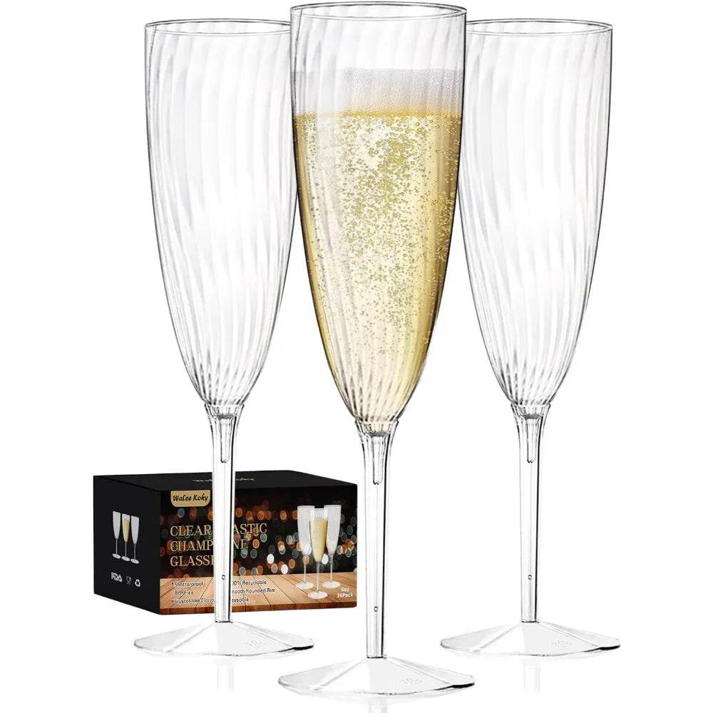 Plastic Champagne Flutes, 36 PCS Clear Disposable Wine Glasses Reusable Plastic Cocktail Cups - Metromarketstore