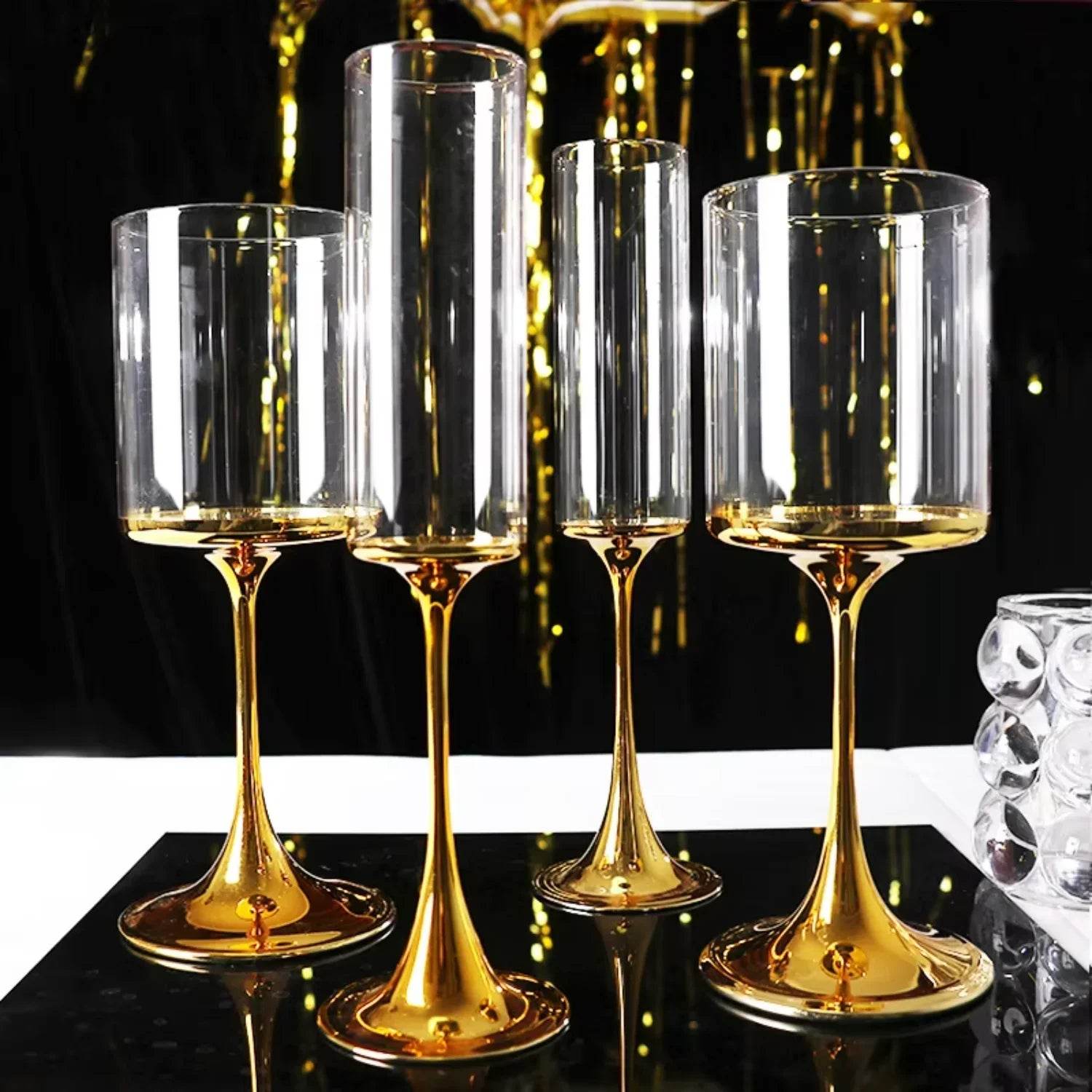 Gift champagne goblets Gold plating wine glasses - Metromarketstore