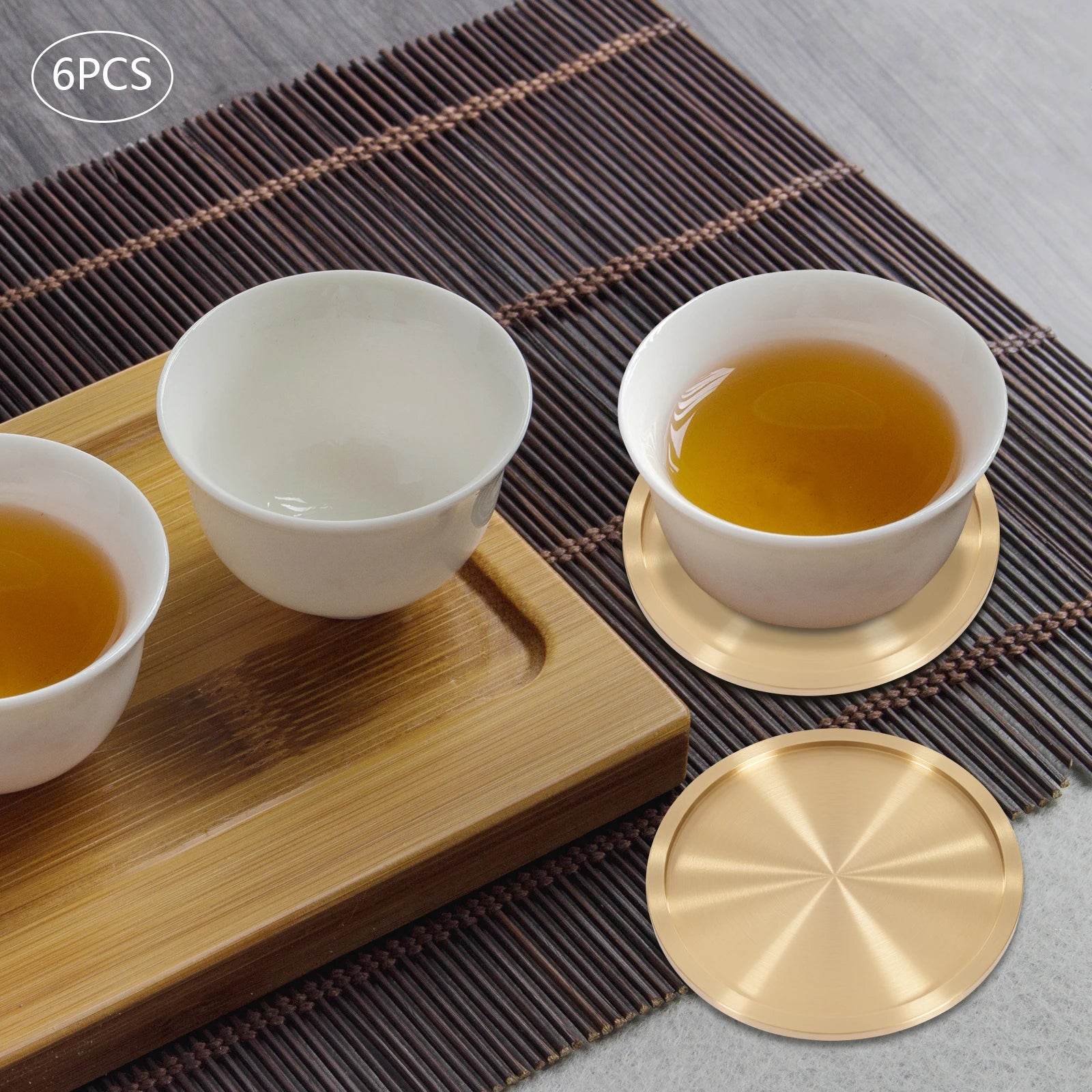 Heavy Brass Coasters for Drinks 6-Pack - Metromarketstore