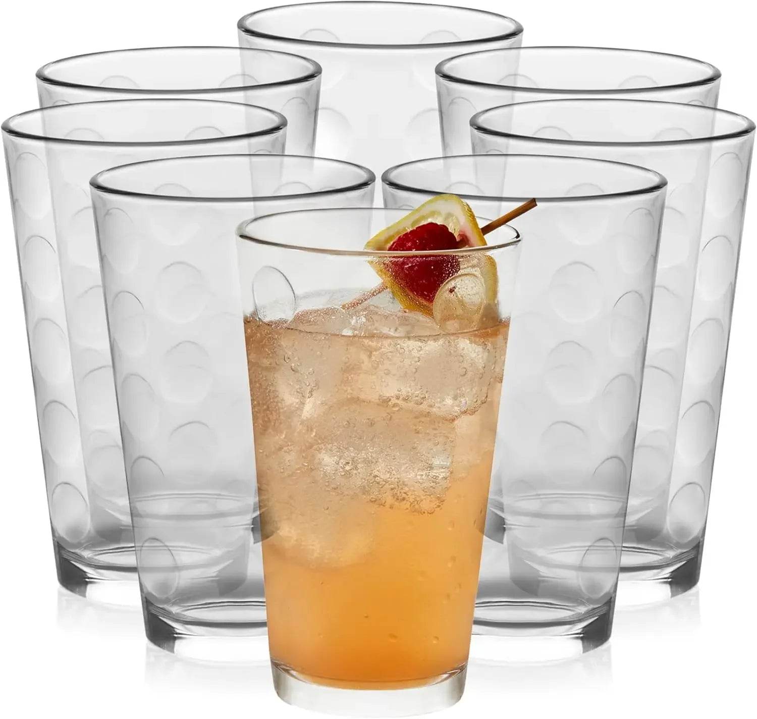 Reno Patterned Tumbler Glasses, 16-ounce, Set of 8 - Metromarketstore