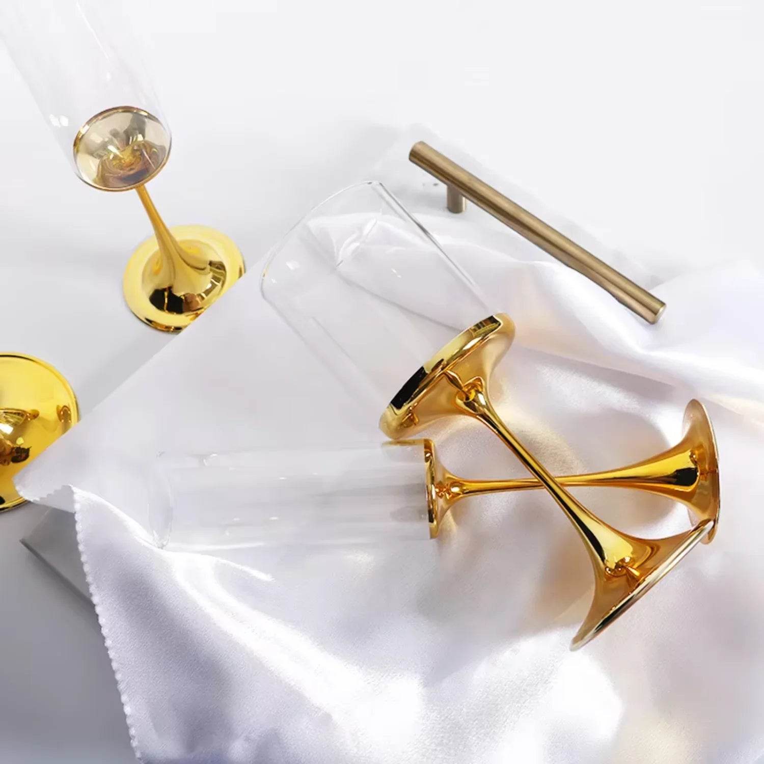 Gift champagne goblets Gold plating wine glasses - Metromarketstore