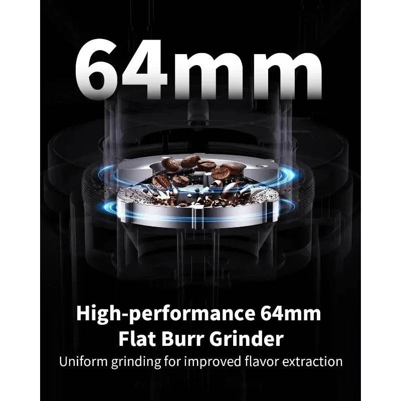 100 Grind Settings and All-Metal Chamber Coffee Bean Grinder Professional 64mm Burr Coffee Grinde - Metromarketstore