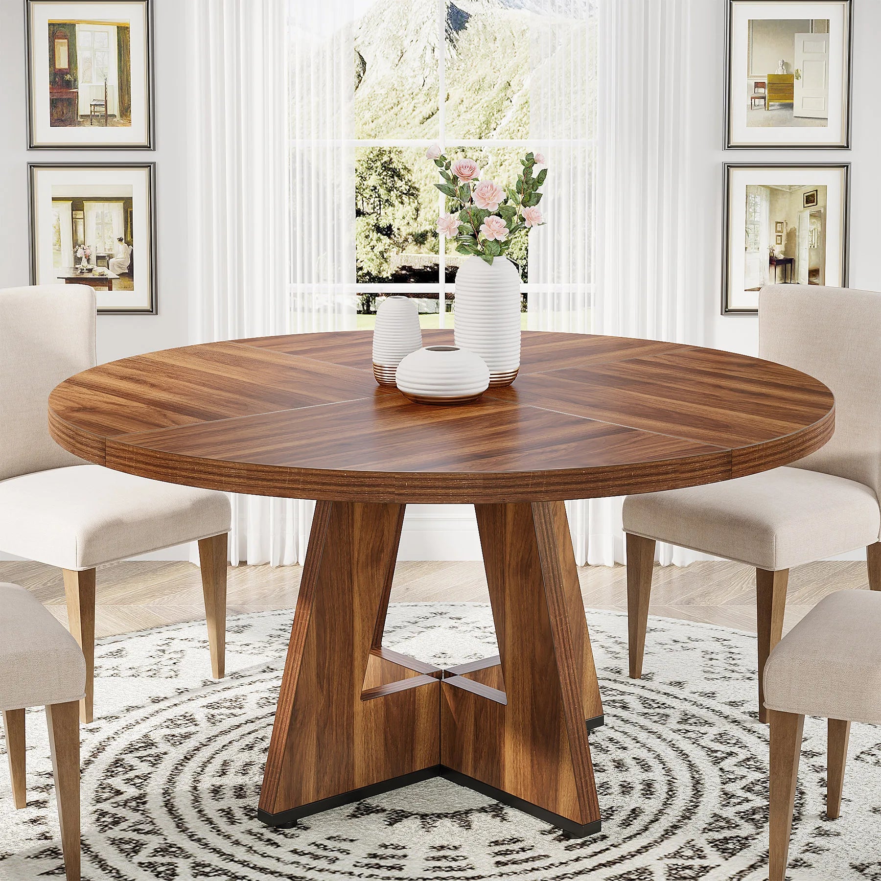 Tribesigns Round Dining Table for 4, 47" - Metromarketstore
