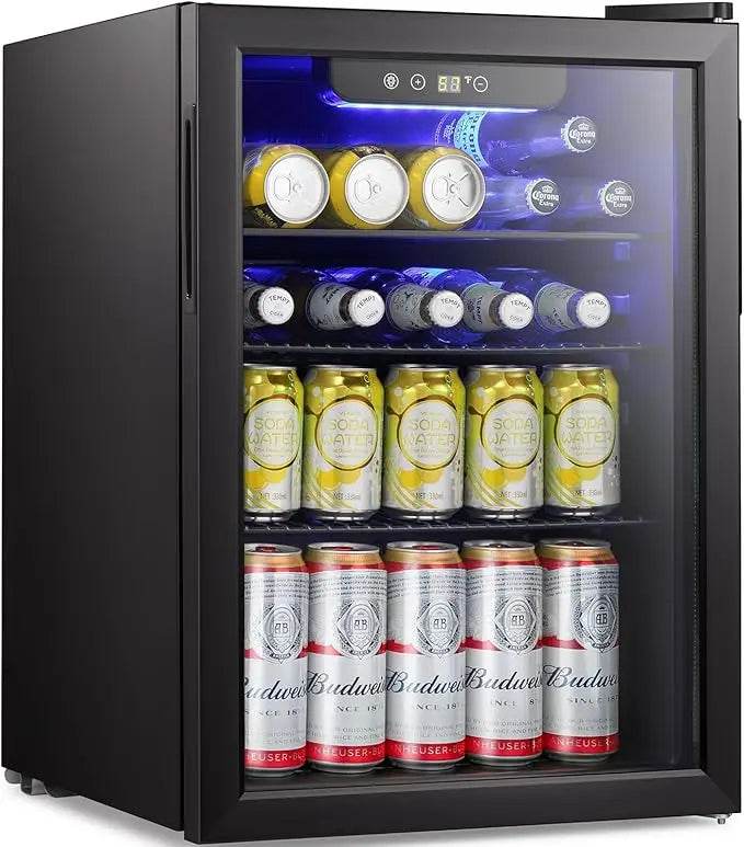 Beverage Refrigerator Cooler-85 Can Mini Fridge Glass Door - Metromarketstore