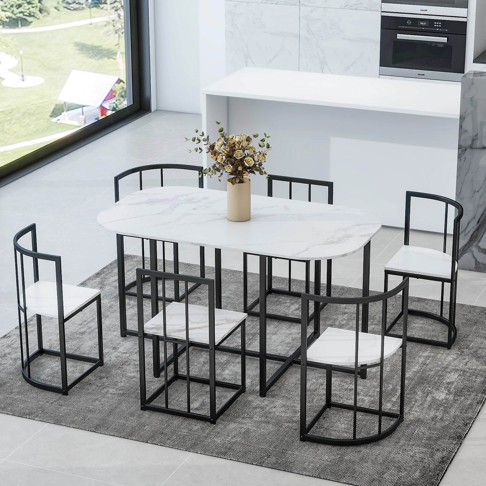 TOPMAX Modern 7-Piece Dining Table Set - Metromarketstore