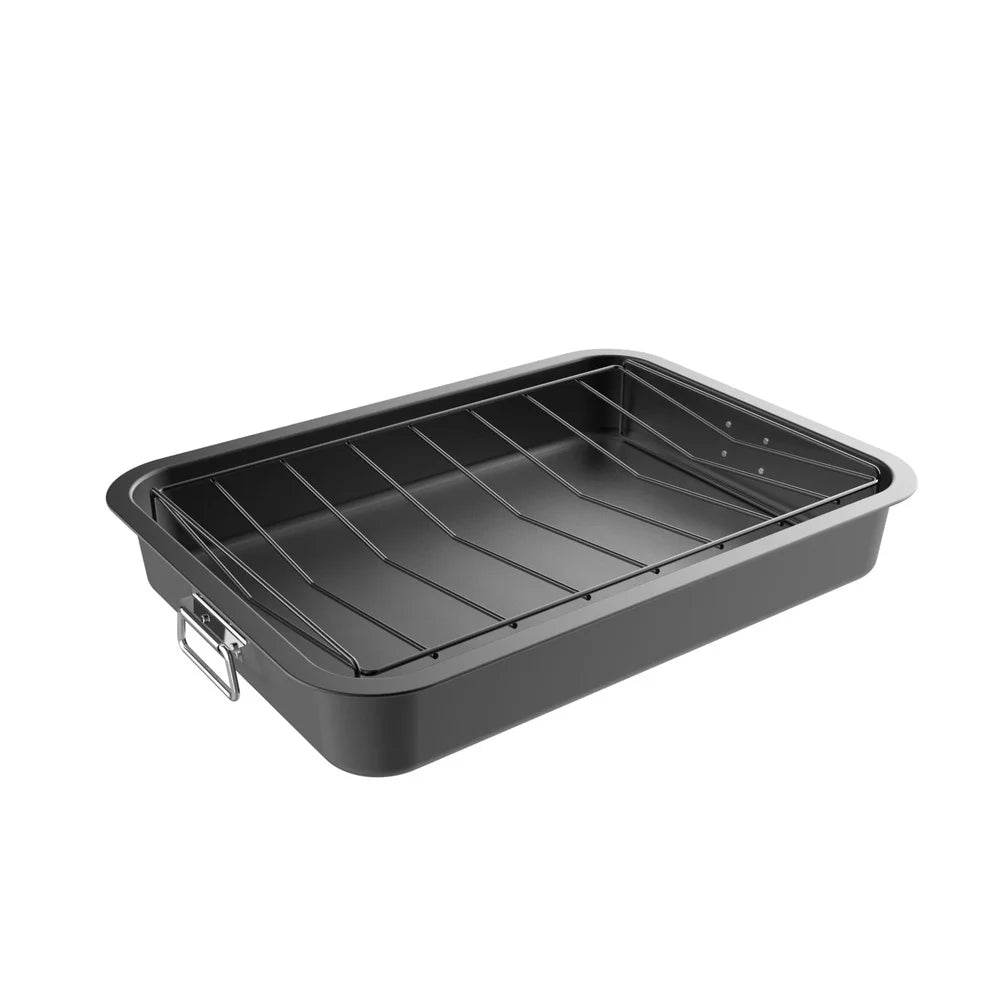 Heavy Duty Carbon Steel Roasting Pan with Removable Angled Rack - Metromarketstore