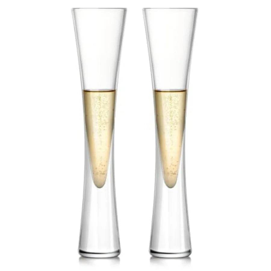 Hand Blown Clear Crystal Champagne Flute Glasses - Metromarketstore