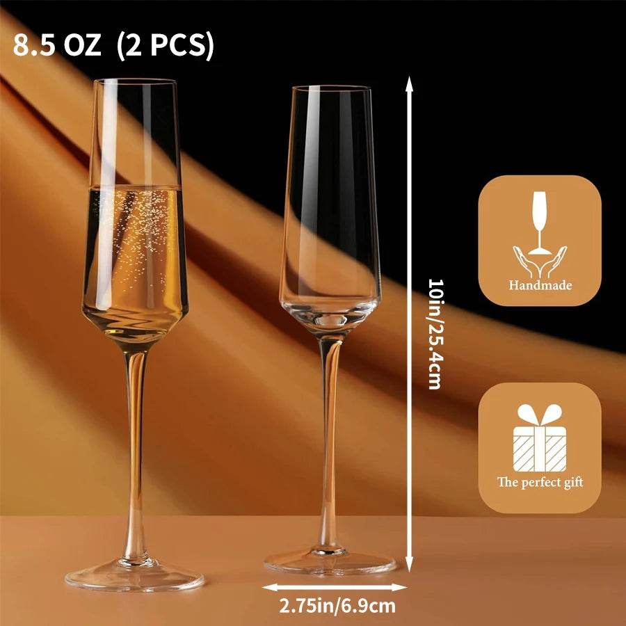 2 Pieces Luxury Crystal Champagne Flutes - Metromarketstore