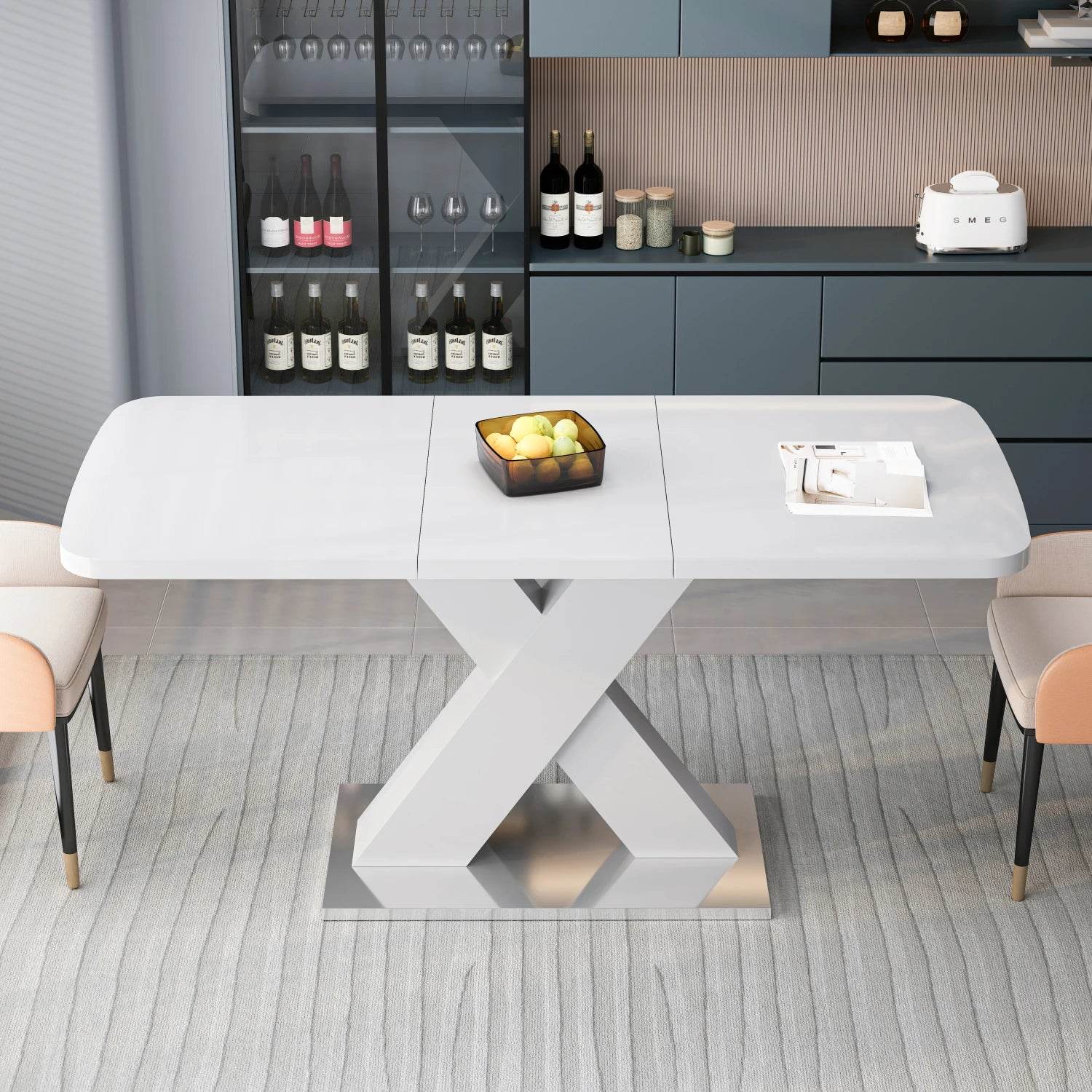 Square Dining Table, White Table Top - Metromarketstore