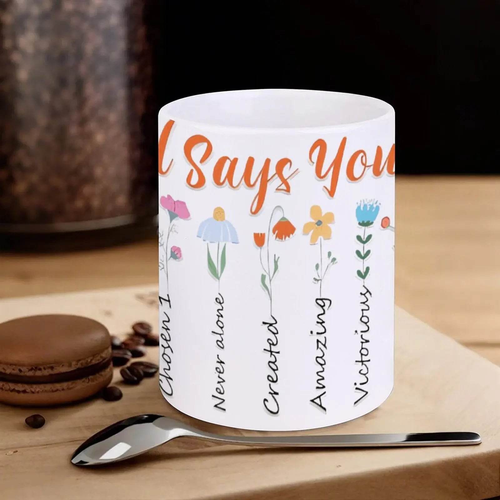 God Says You Are Ceramic Coffee Mug Bible Verse Drinkware, 330ml Cup - Metromarketstore