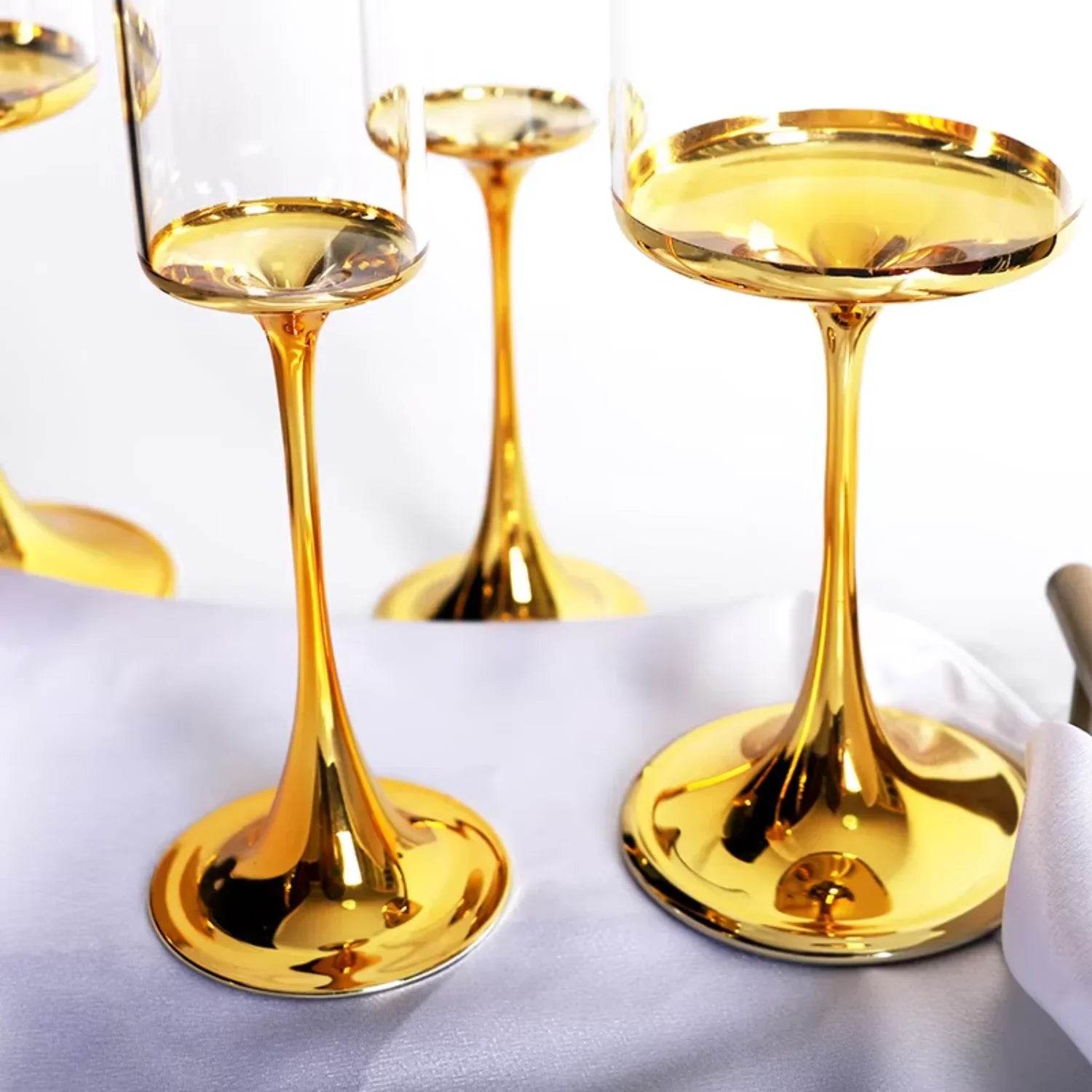 Gift champagne goblets Gold plating wine glasses - Metromarketstore
