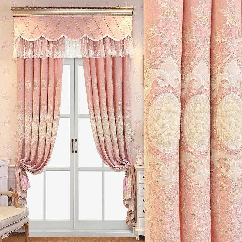 2pcs Embroidered curtain fabric Luxurious embroidered chenille curtain, without valance - Metromarketstore