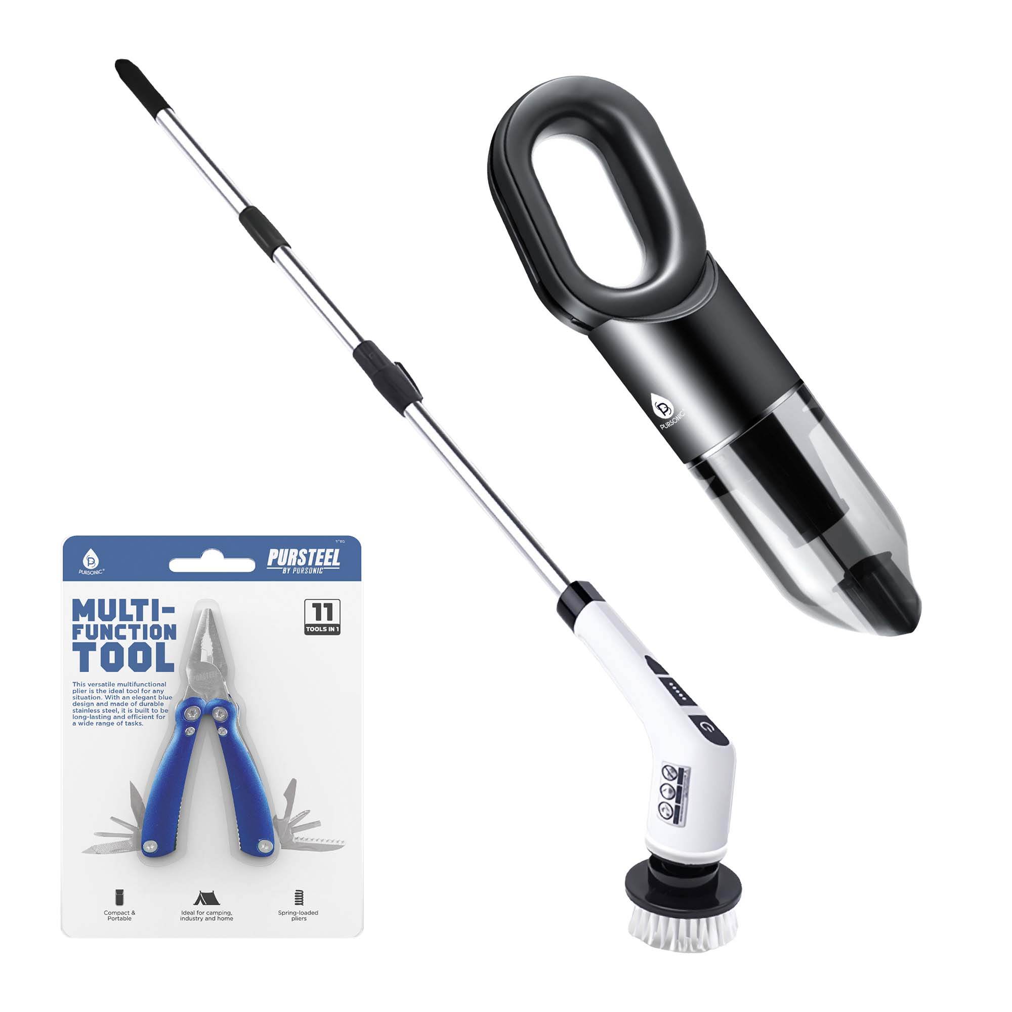 🏡 Ultimate Cleaning & Multi-Tool Bundle – Cordless Rechargeable Power Scrubber, Pursonic Handheld Vacuum & 11-in-1 Multifunction Tool! 🛠️✨-0