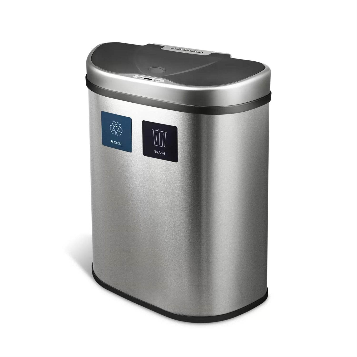 Dual Stainless Steel 18-Gallon Trash Can Recycle Bin with Motion Sensor Lid - Metromarketstore
