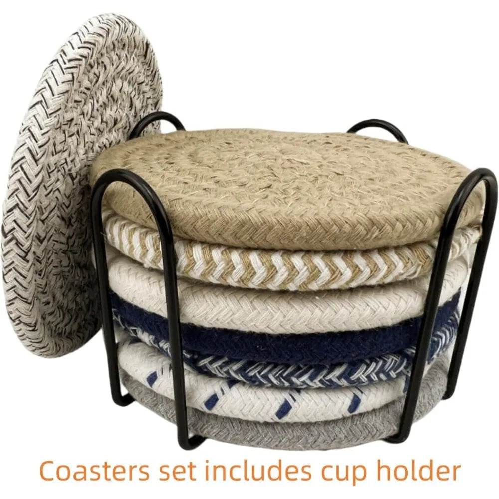 Handmade Woven Cotton Coasters - Set of 8 - Metromarketstore