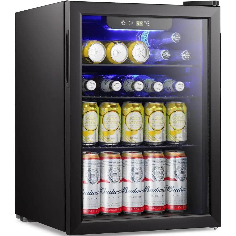 Beverage Refrigerator Cooler-85 Can Mini Fridge Glass Door - Metromarketstore
