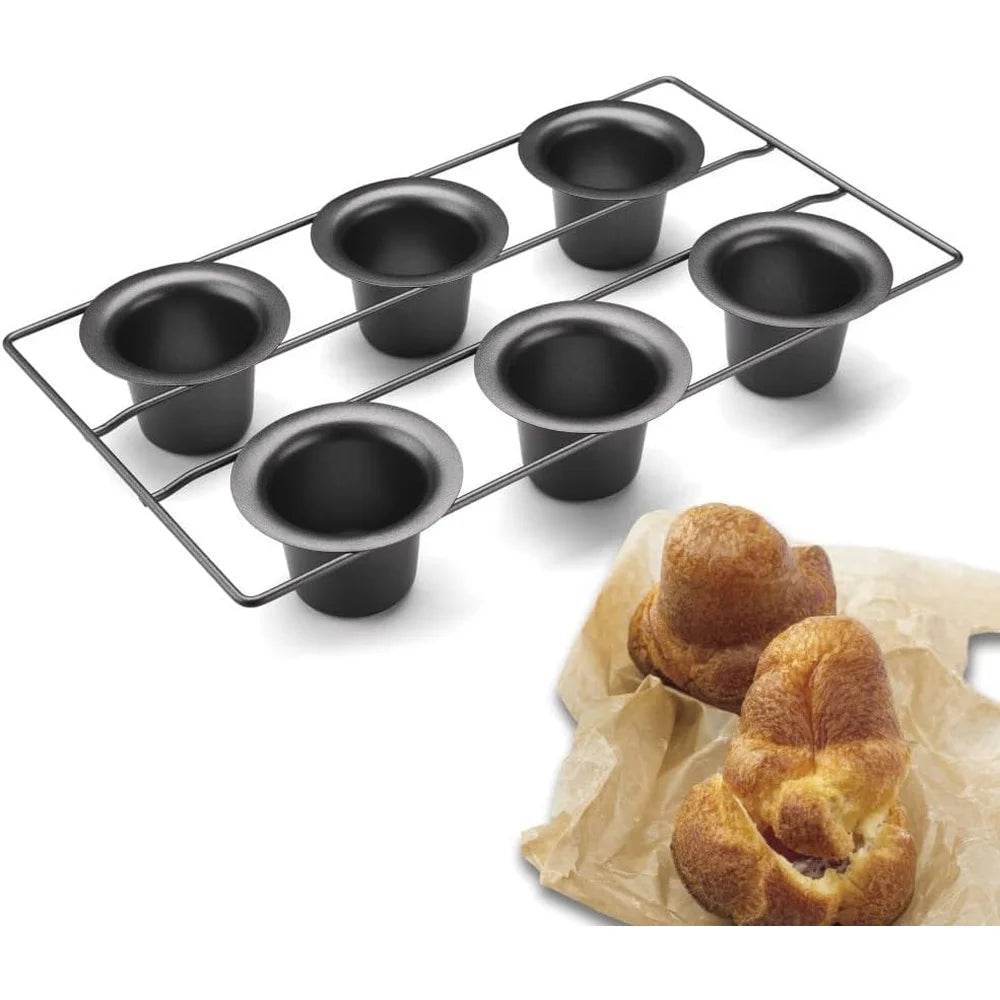 Heavy Duty 6 Cup Popover Pan Non Stick Steel Construction Tapered Cups - Metromarketstore