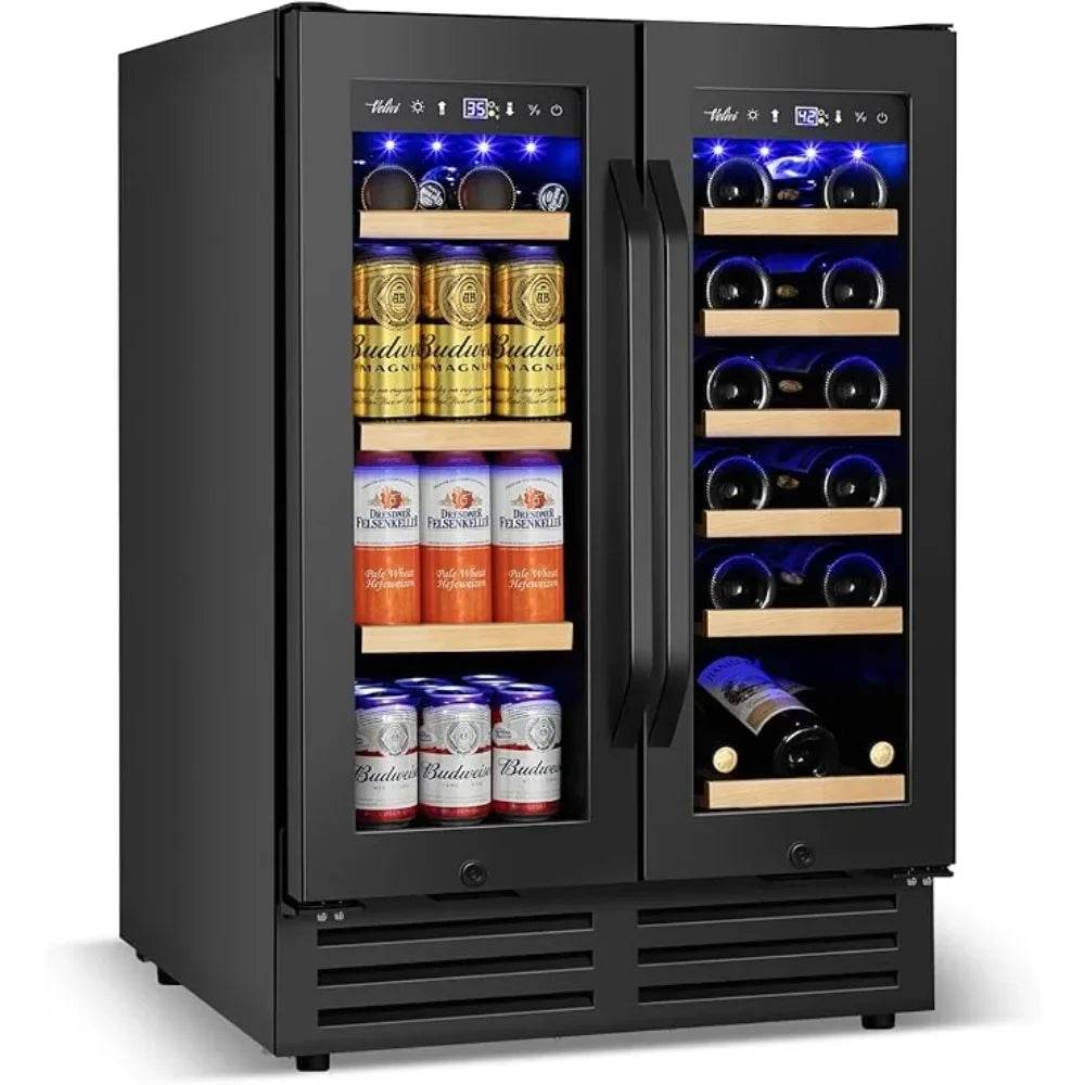 Wine and Beverage Refrigerator Black, 24 Inch Beverage Cooler - Metromarketstore