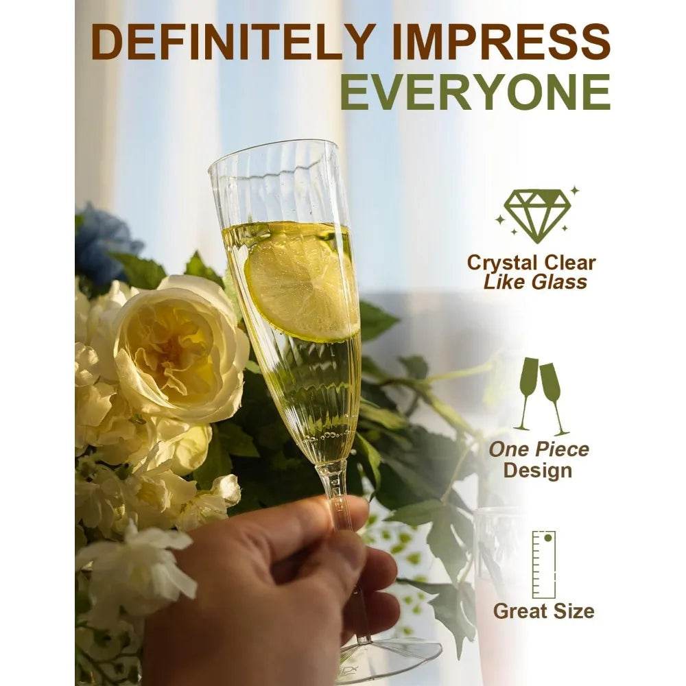 Plastic Champagne Flutes, 36 PCS Clear Disposable Wine Glasses Reusable Plastic Cocktail Cups - Metromarketstore