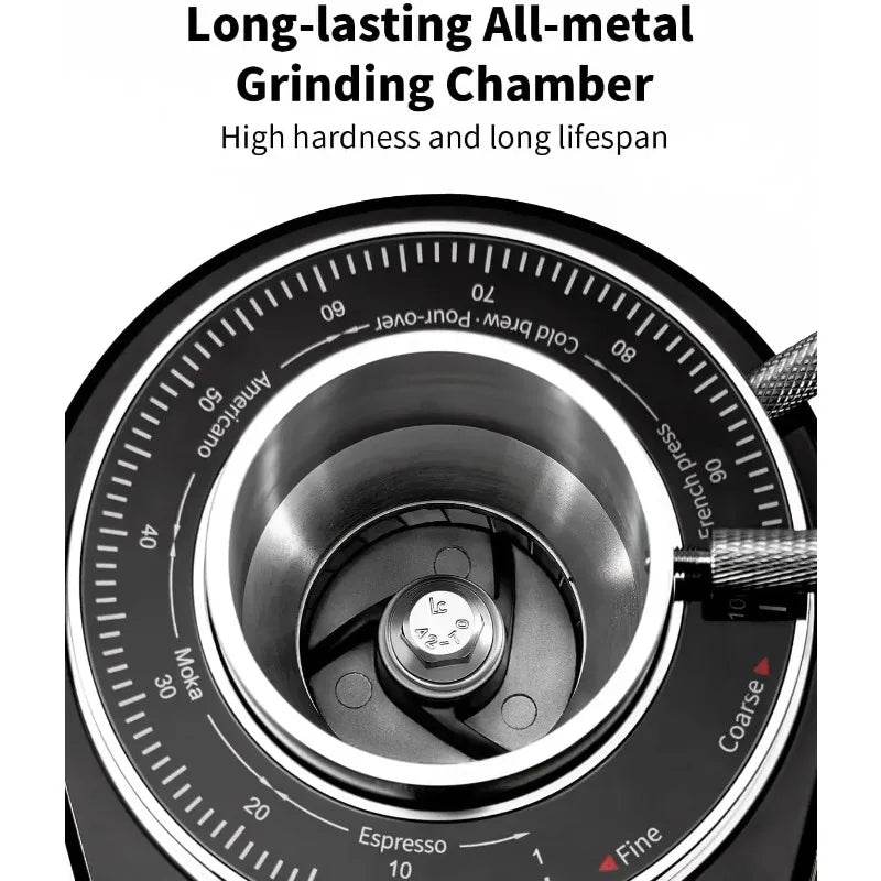 100 Grind Settings and All-Metal Chamber Coffee Bean Grinder Professional 64mm Burr Coffee Grinde - Metromarketstore