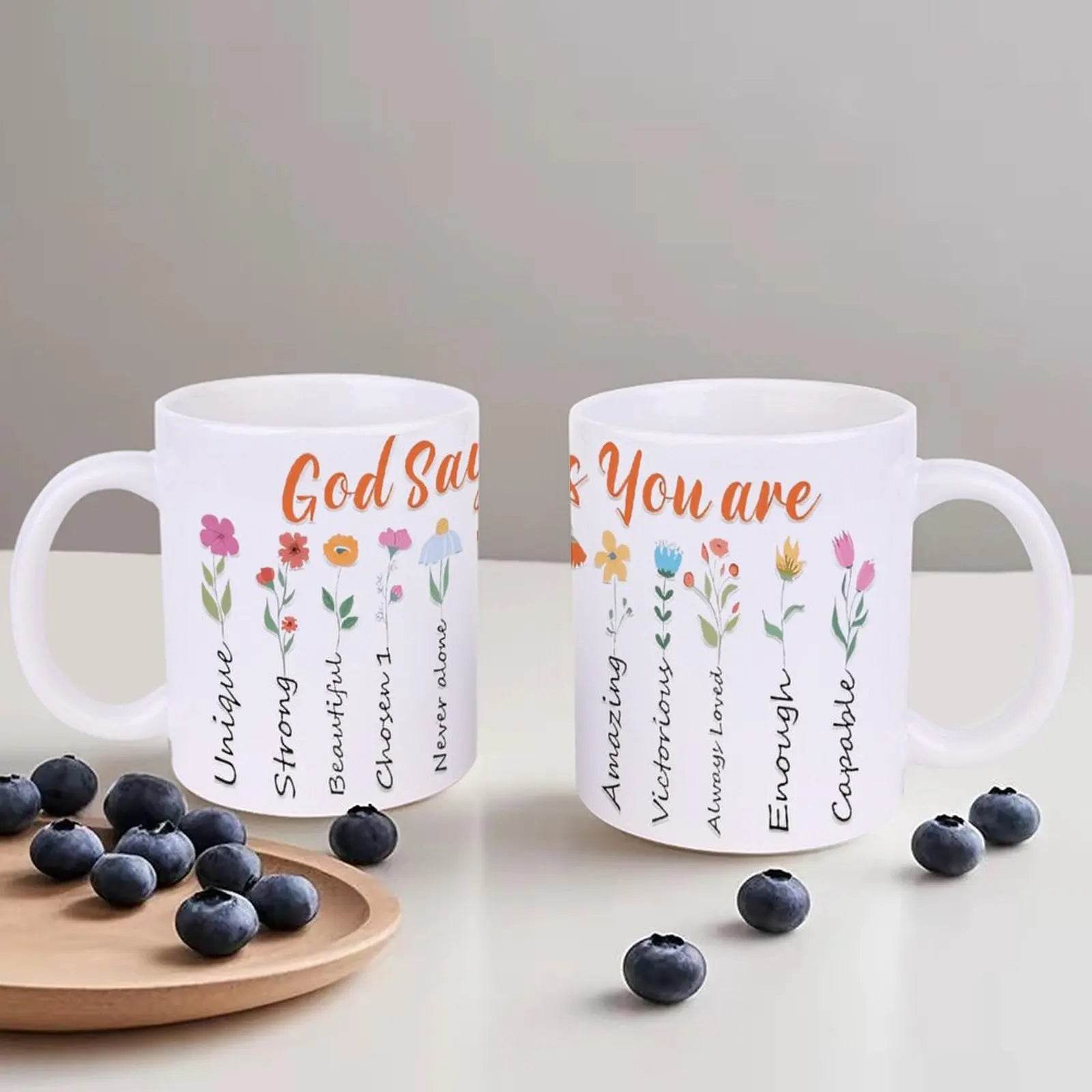 God Says You Are Ceramic Coffee Mug Bible Verse Drinkware, 330ml Cup - Metromarketstore