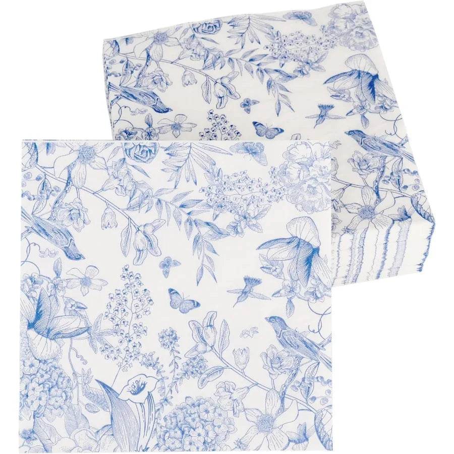 60 Pack Blue Floral Paper napkins Decorative and Disposable - Metromarketstore